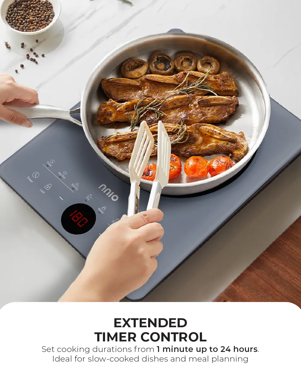 NNIO N278IC Induction Cooker with Free Stainless Steel Pot 2000W - 2 Colors Available