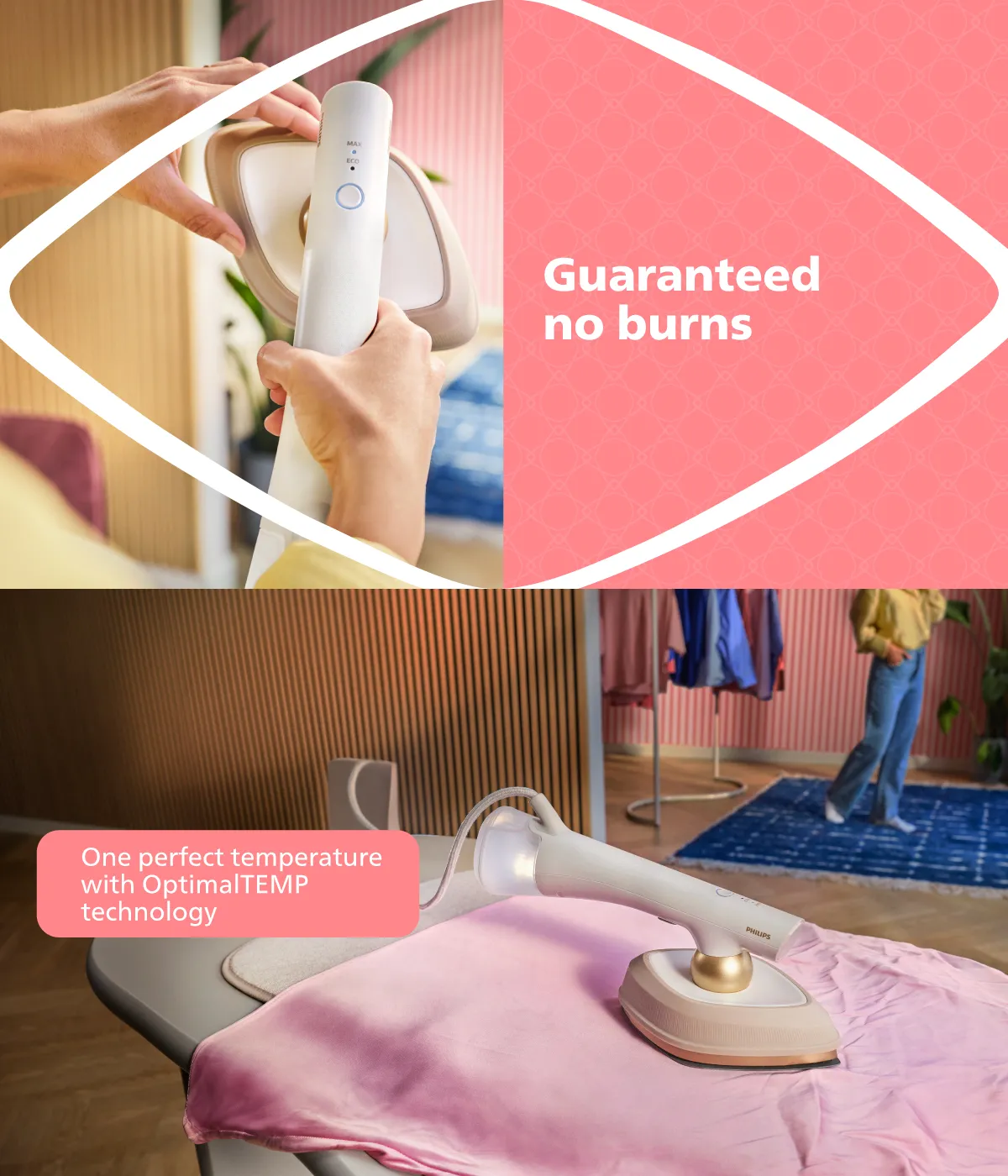 Philips GC213/10 OneTurn 2-in-1 Iron & Steamer | No board needed | Powerful, Compact, Lightweight | No burns guaranteed