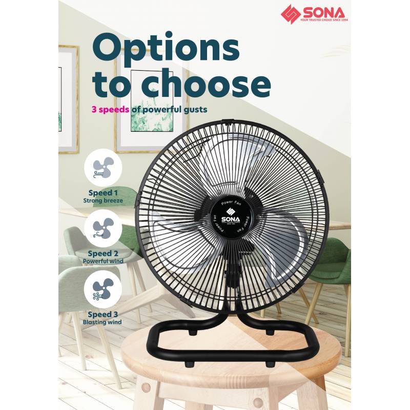Sona SPO 602 | SPO602 Electric Power Desk Fan 12 Inch (Replace SOF 6051)