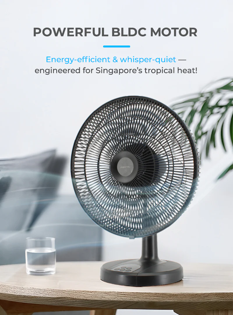 Mistral MTF1697DR Matt Black Gen 1 DC Table Fan with Remote 16 Inch