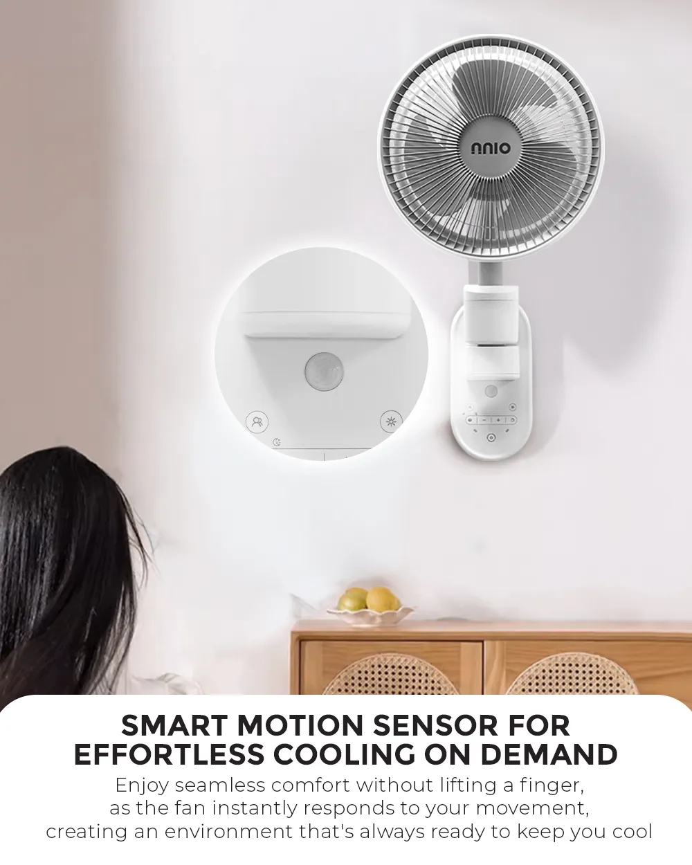 NNIO N1000DCWFR Remote DC Wall Air Circulator Fan 10 Inch