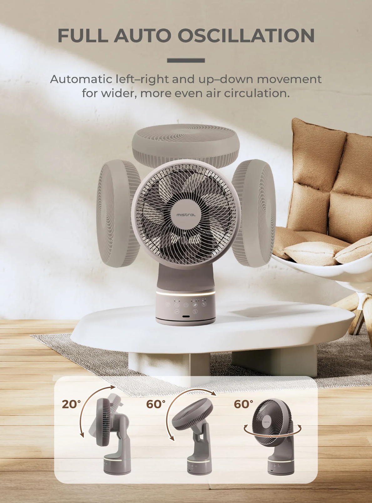 Mistral MHV1087DR DC High Velocity Desk Fan with Remote 10 Inch