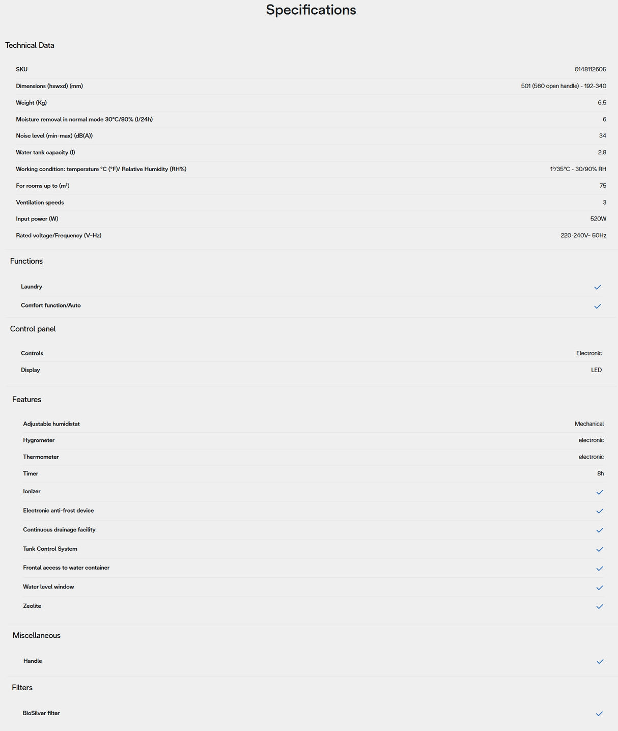 Delonghi DNS65 Tasciugo AriaDry Light Dehumidifier