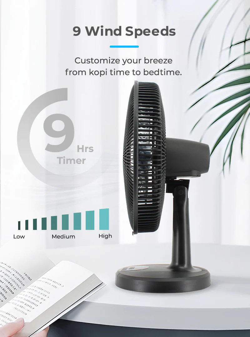 Mistral MTF1697DR Matt Black Gen 1 DC Table Fan with Remote 16 Inch