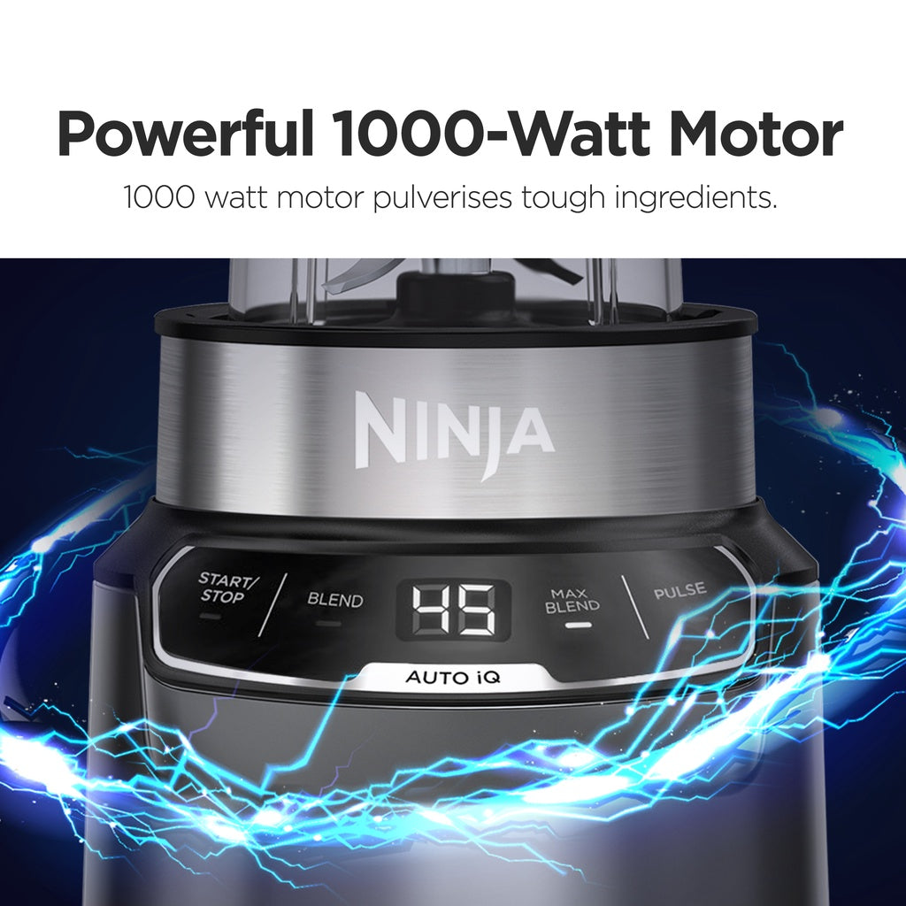 Ninja BN500 Nutri Blender Pro, Auto-iQ & Pro Extractor Blade , 3 On the Go cups, 1000W motor Crush Ice, Smoothie maker
