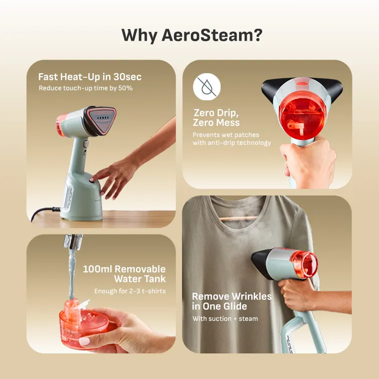 Tefal DT9814 Aerosteam Handheld Garment Steamer 1400W
