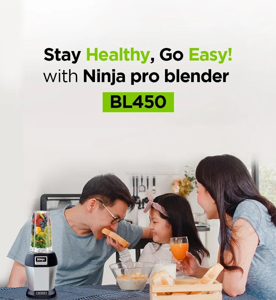Ninja BL450 Personal Blender,Pro-Extractor Blades,2 On the Go Cups,500ml & 600ml,BPA Free,Recipe Book & powerful 900W
