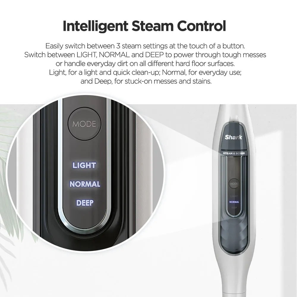 Shark S7001 Steam & Scrub Mop, Clean & Sanitize Floor at the same time, 4 Machine Washable Scrubbing Pads, Lightweight