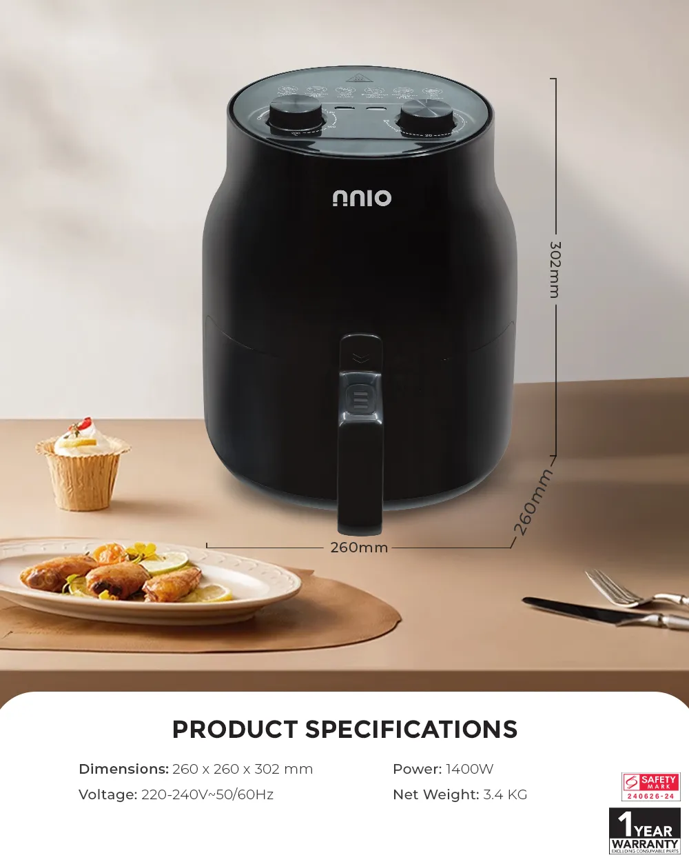 NNIO N4528AF Air Fryer 4.5L