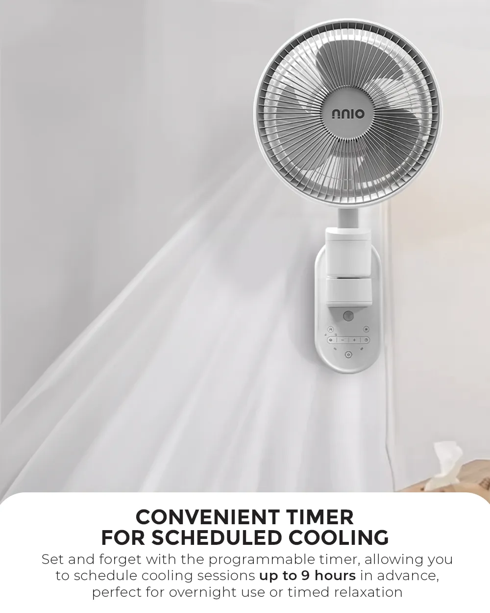 NNIO N1000DCWFR Remote DC Wall Air Circulator Fan 10 Inch