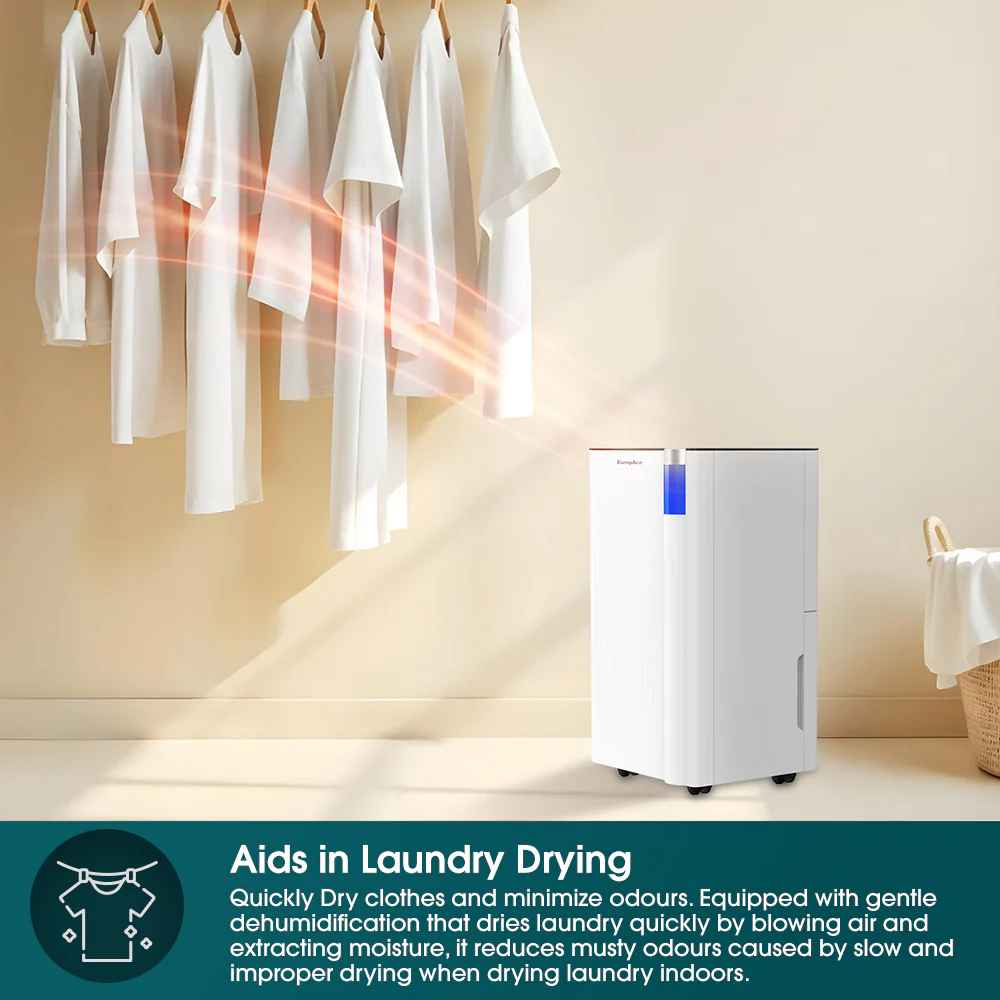 Europace EDH 3120DDC | EDH3120DDC DC Dehumidifier + Laundry Dryer | Lower Noise Level, Greater Energy Efficiency 12L
