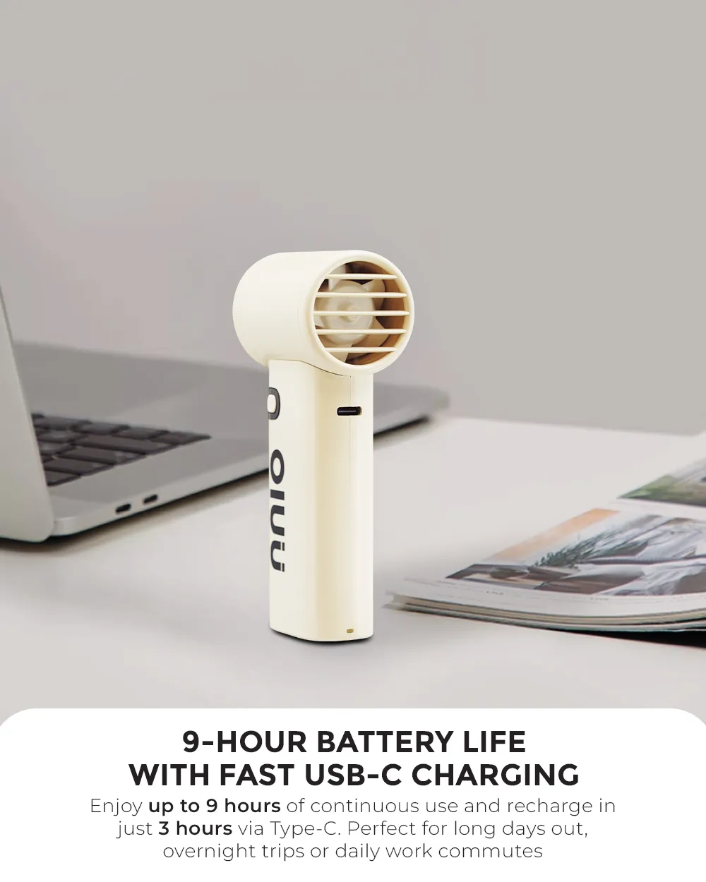 NNIO U-LITE High Speed Portable Handheld Fan 5W | Pocket Size | Easy to carry - 2 Colors Options Available