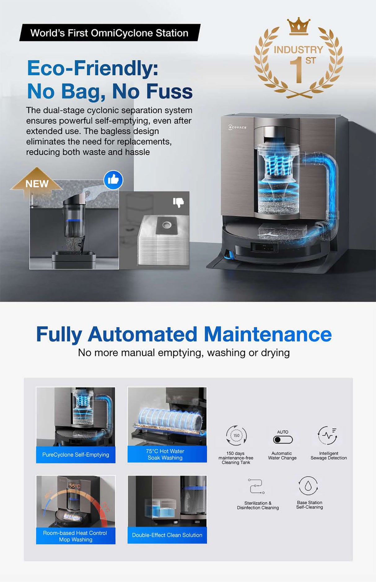 FREE 1 x Cleaning Solution + 1 x Antibacterial Buddy Kit - ECOVACS Deebot X11 OmniCyclone DEX99-1 Robotic Vacuum Cleaner