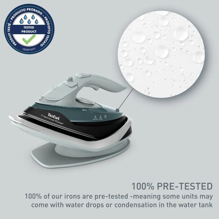 Tefal FV6672 Freemove Power Cordless Steam Iron – Powerful 2830W, Lightweight, Smart Auto-Off, Anti-Drip, Anti-Scale