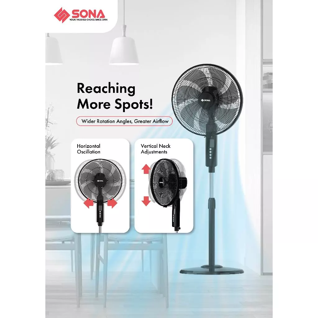 Sona SFS 1164DC | SFS1164DC Remote DC Stand Fan 16 Inch