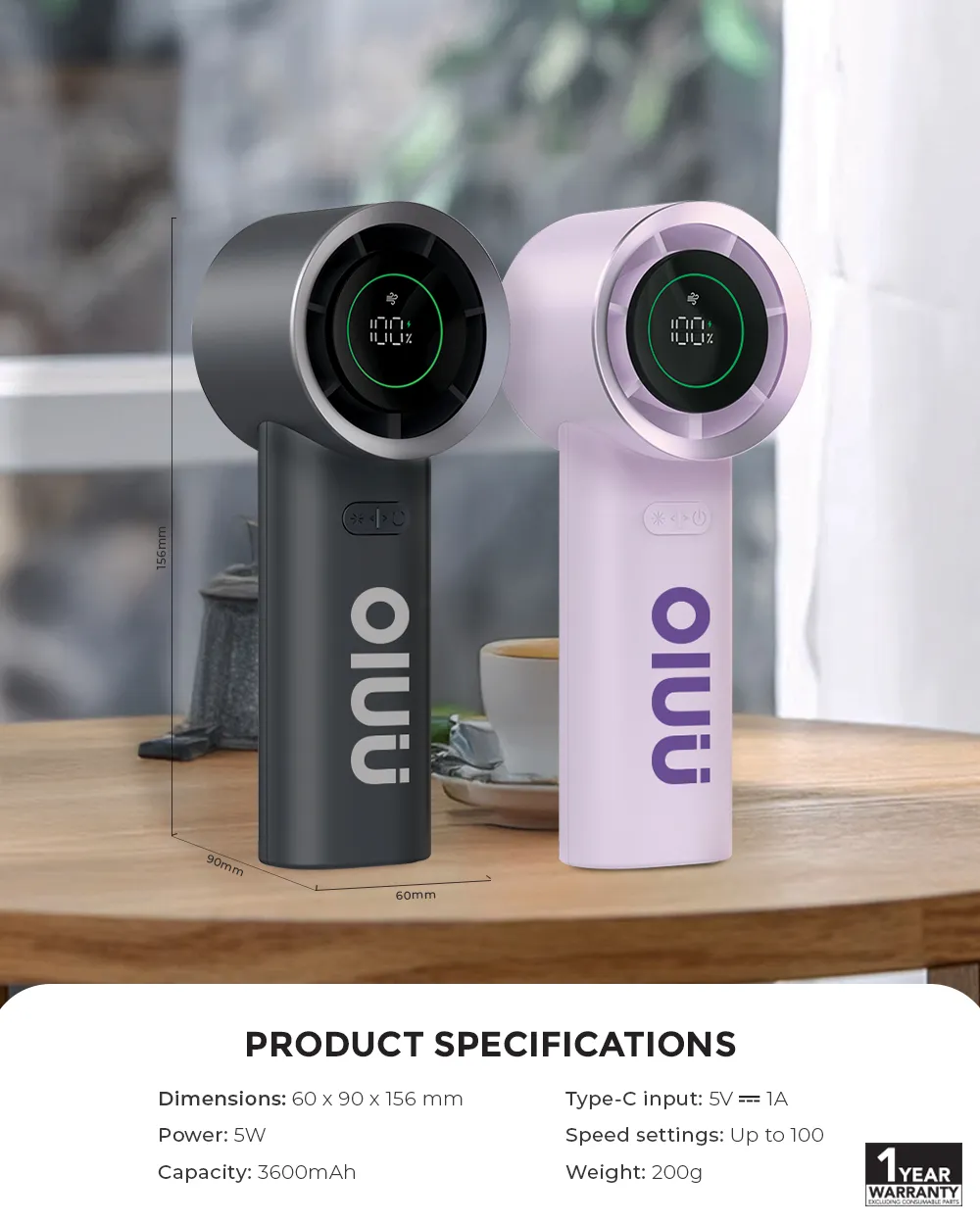 NNIO U-PRO High Speed Portable Handheld Fan