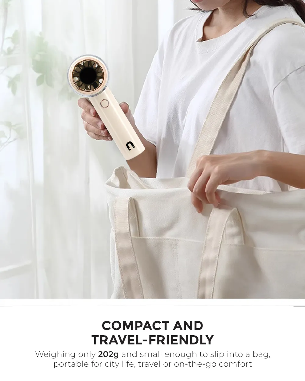 NNIO U-5 High Speed Portable Handheld Fan 6W with LED Diplay, Plastic Blade, 100 Speeds - 2 Colors Options Available