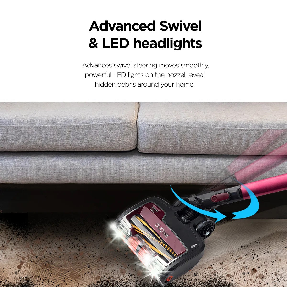 Shark IZ202 Cordless Stick Vacuum Cleaner with Anti Hair Wrap, Up To 40 mins run-time, Self cleaning brush, LED lights