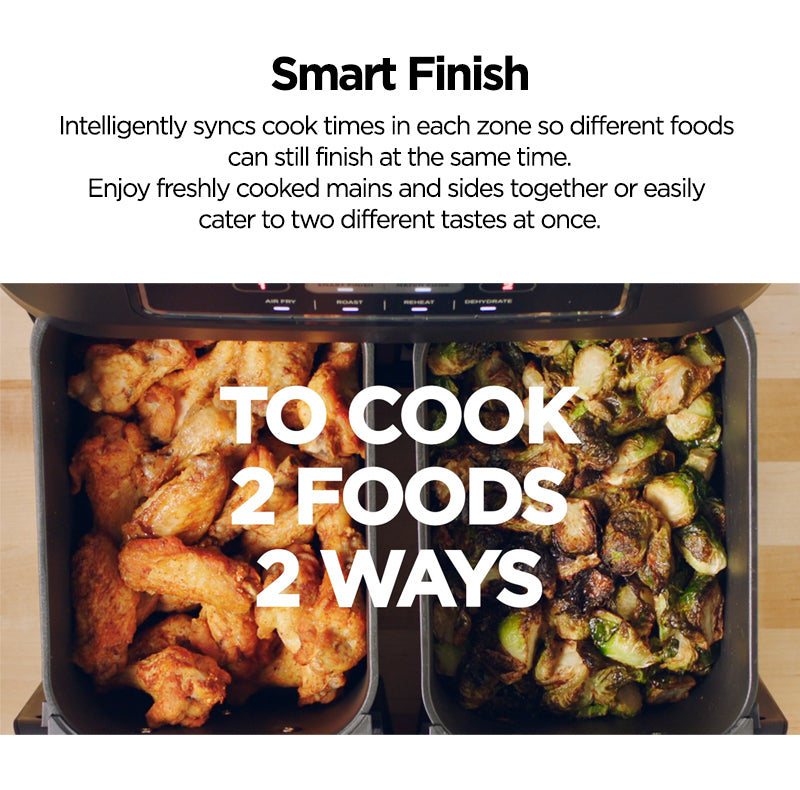 Ninja AF300 Foodi DualZone 6-in-1 Digital Air Fryer, 7.6L, No Oil, Crisp, Roast, Bake, Reheat, Dehydrate, Non-Stick