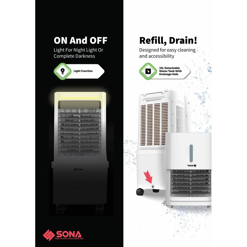 Sona SAC 6360DC | SAC6360DC Remote 2-in-1 DC Motor Fan With Air Cooler 25L