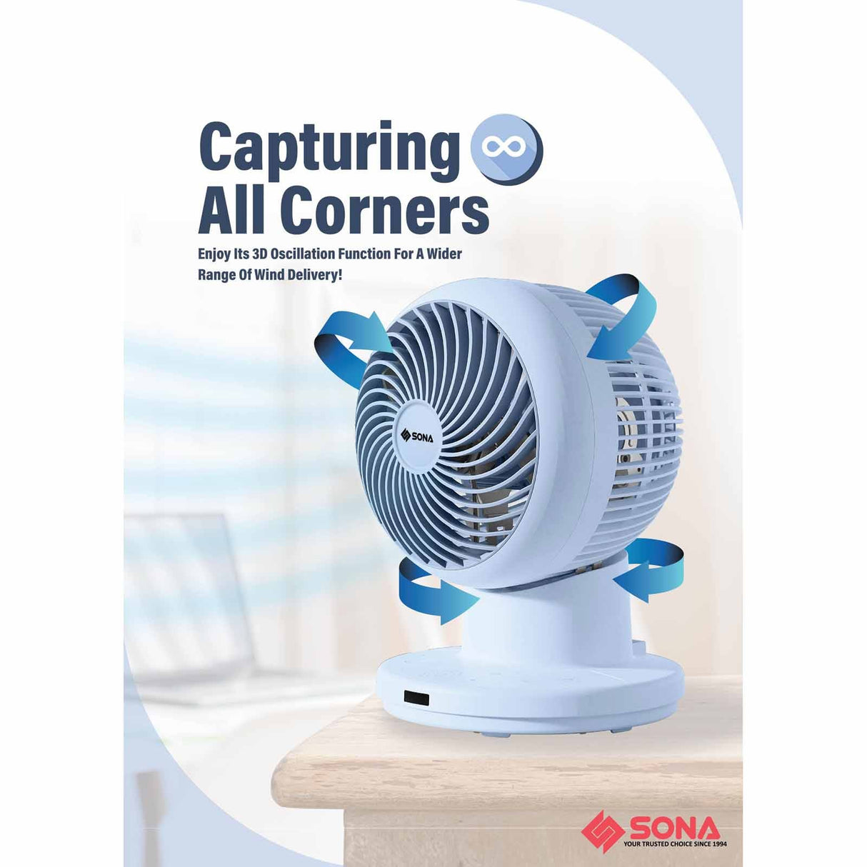 Sona STC 1321DC | STC1321DC Remote DC High Velocity Fan 6 Inch