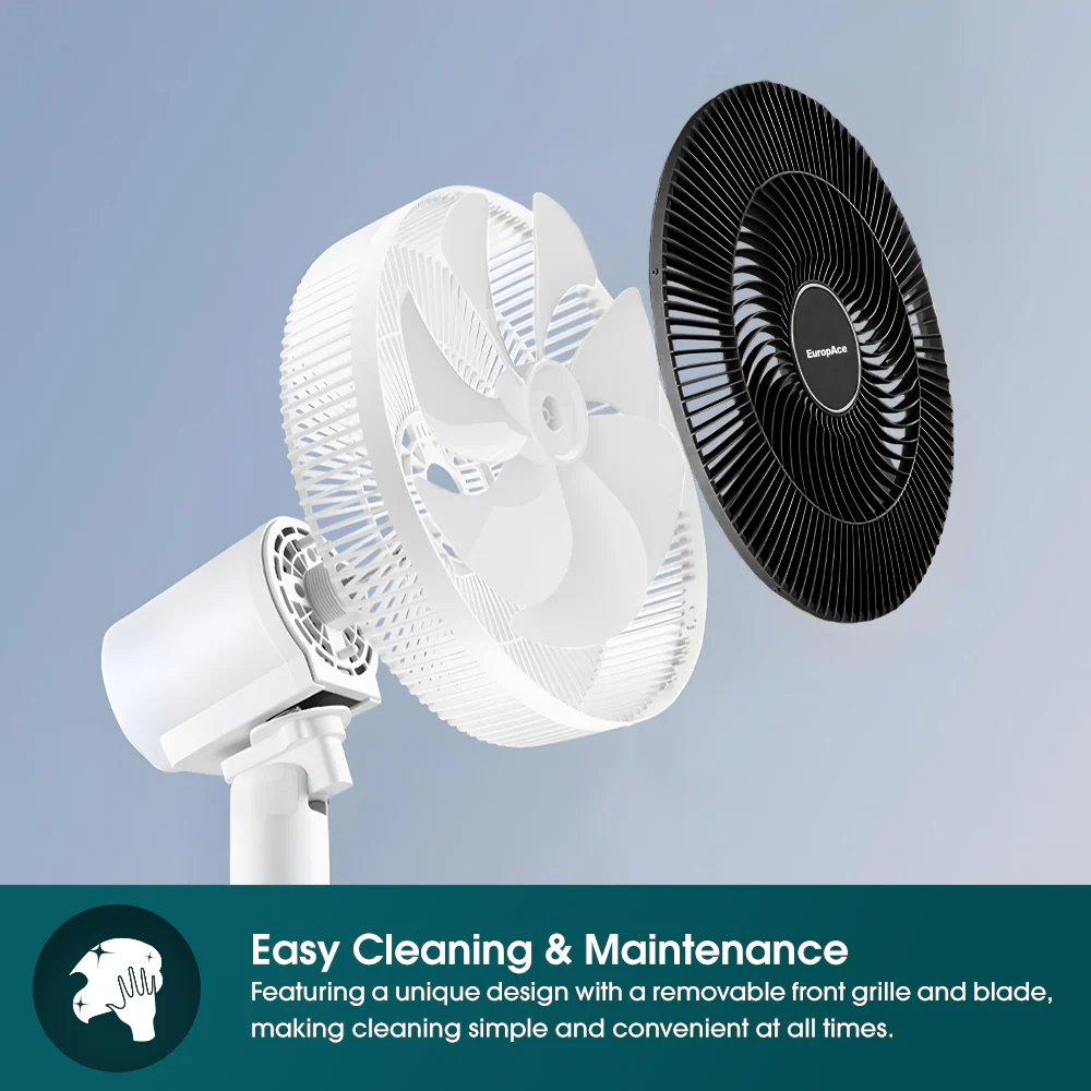 Europace ELF7147D Remote Whispr DC High Velocity Fan | Voice Control, Aerospace Inspired Blades for Powerful Airflow, Easy Cleaning 14 Inch