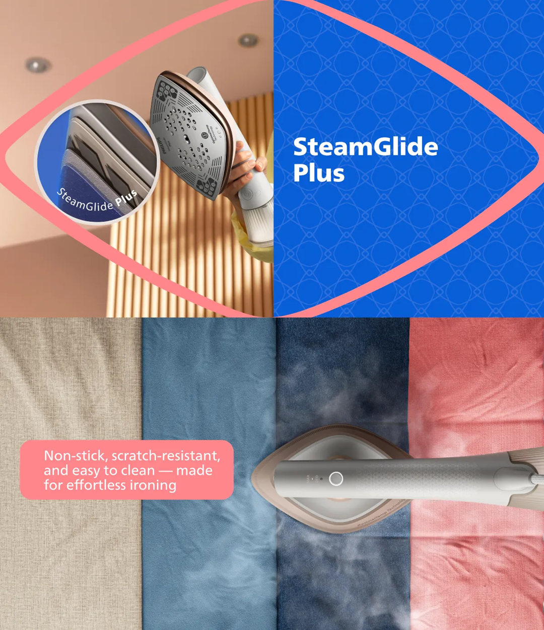 Philips GC213/10 OneTurn 2-in-1 Iron & Steamer | No board needed | Powerful, Compact, Lightweight | No burns guaranteed