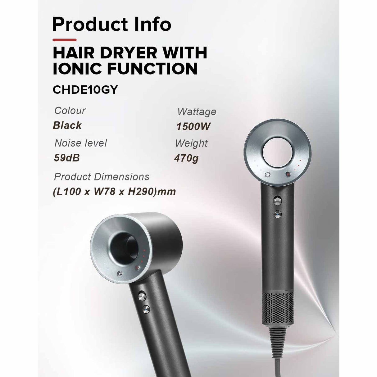 Cornell CHDS94G Hair Dryer with Ionic Function App