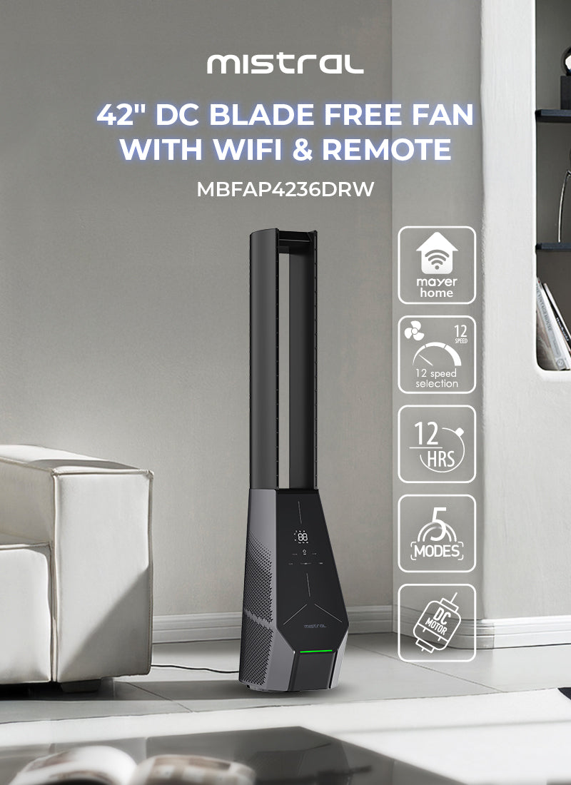 Mistral MBFAP4236DRW DC Blade Free Fan with Wifi & Remote 42 Inch