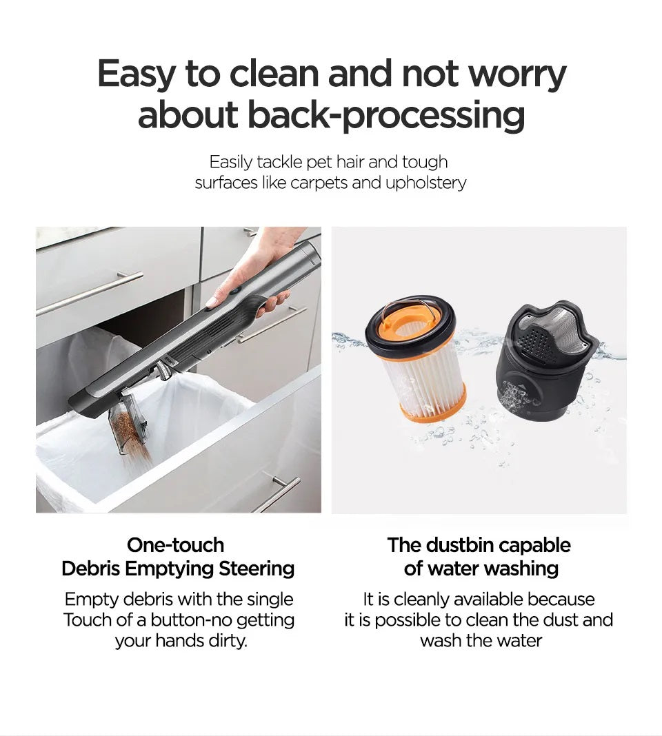 Shark WV203 | WV204 | WV205 | WV206 WANDVAC Cordless Handheld Vacuum, Lightweight, Powerful Suction, Duster/Crevice & Multi-Surface Tools - 4 Color Available