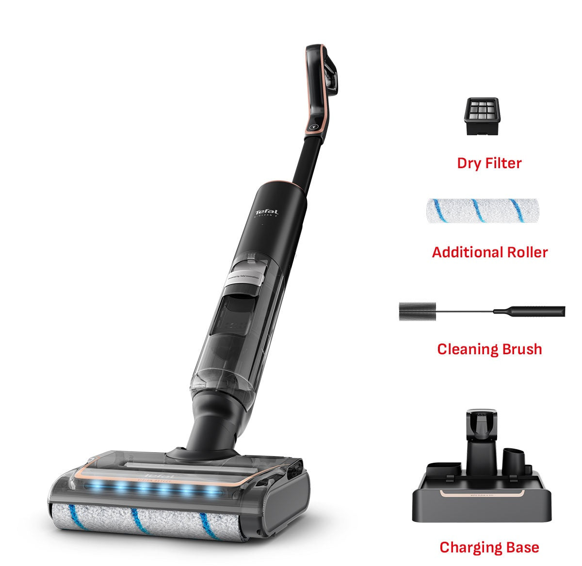 Tefal GF5736 X-Clean 7 Wet & Dry Handstick – 2-in-1 Vacuum & Wash, 180 Lay-Flat, Self-Clean + Hot Air Dry, Powerful 250W