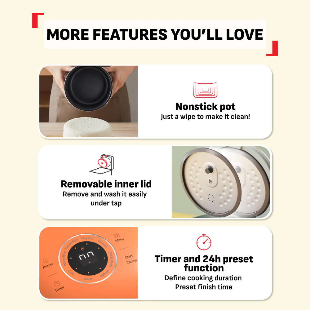 Tefal RK535A | RK5354 | RK5352 | RK535T POP Fuzzy Logic Rice Cooker 0.7L - 4 Colors Available