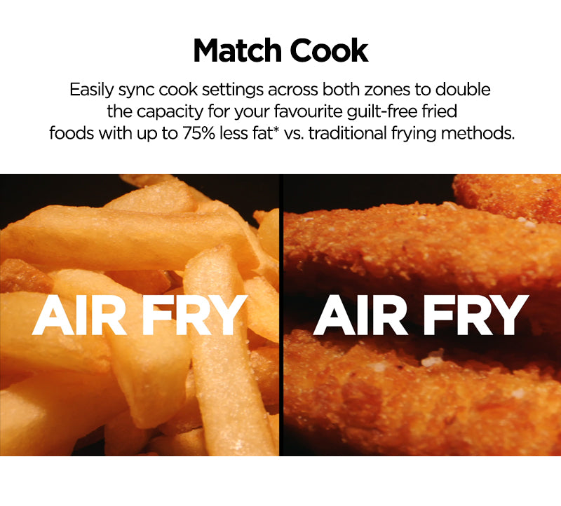 Ninja AF300 Foodi DualZone 6-in-1 Digital Air Fryer, 7.6L, No Oil, Crisp, Roast, Bake, Reheat, Dehydrate, Non-Stick