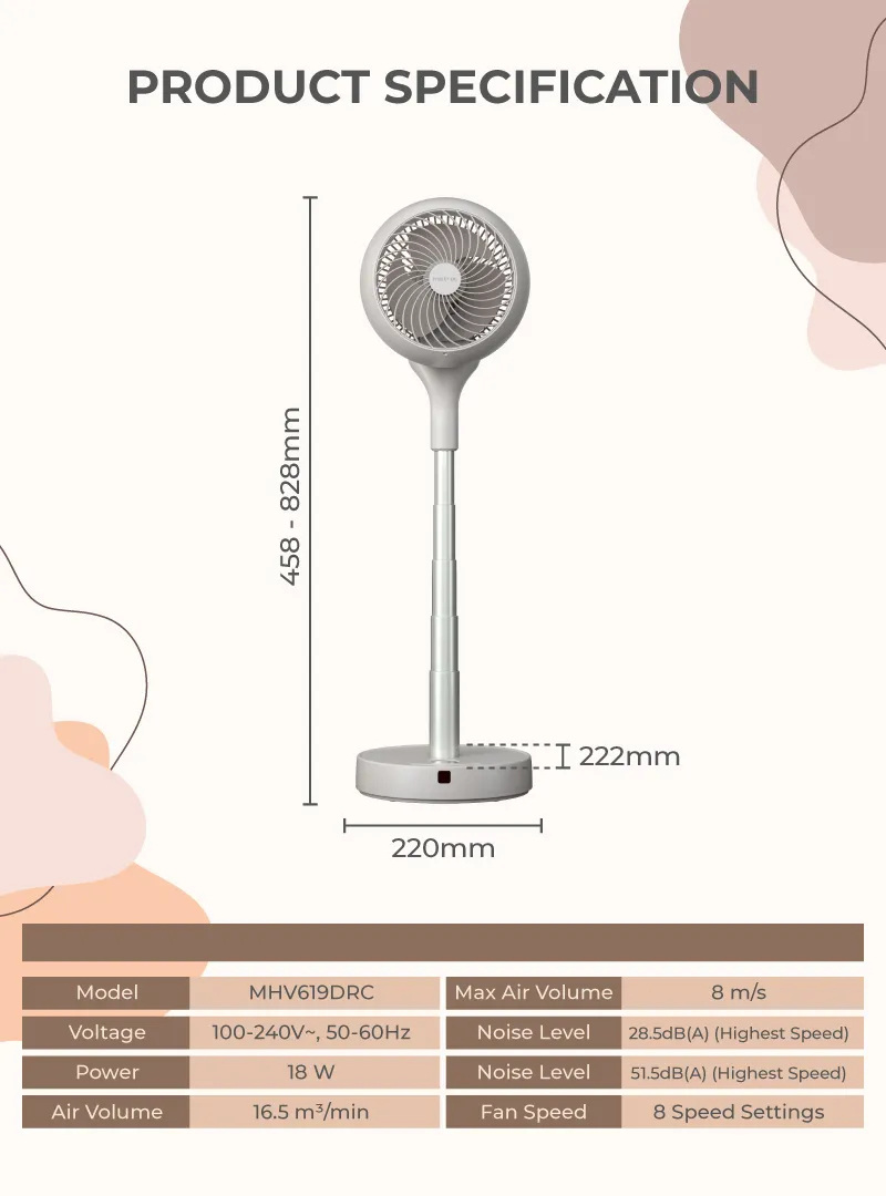 Mistral MHV619DRC DC High Velocity Desk Fan with Remote 6 Inch