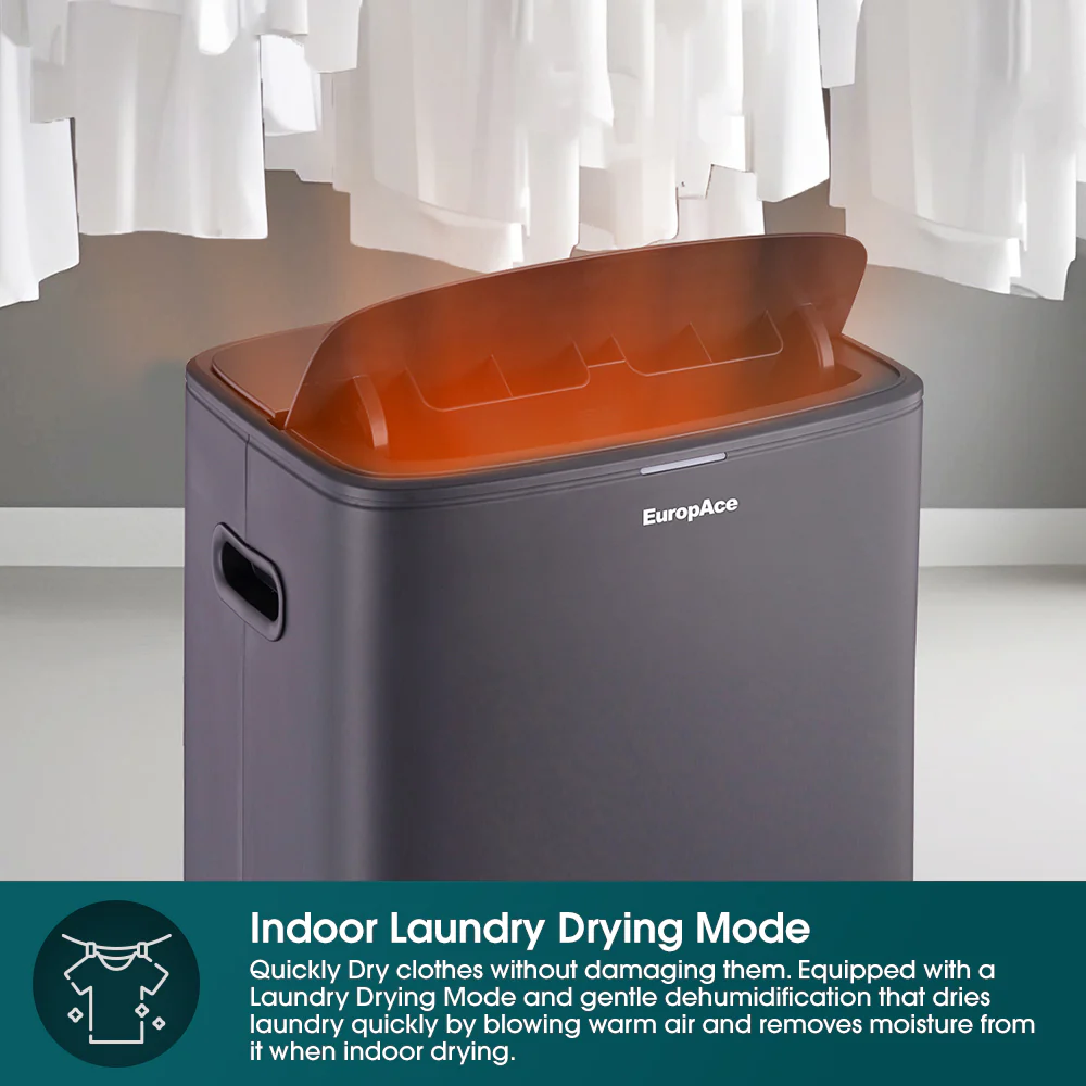 Europace EDH9600DGY DC Dehumidifier + Laundry Dryer + Standalone Air Purifier + Odour Remover + Intelligent Mode (5-in-1) - 60L