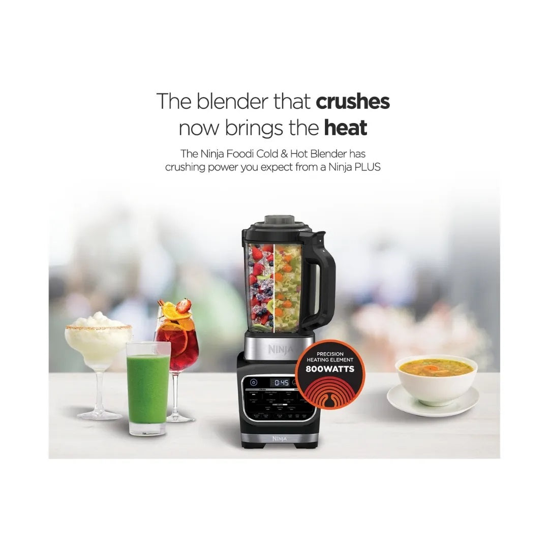 Ninja HB150 Foodi Blender & Soup Maker, 10 Auto-iQ Programs, 1.7L Glass Jug, Hot & Cold Blender, Cleaning Program 1000W