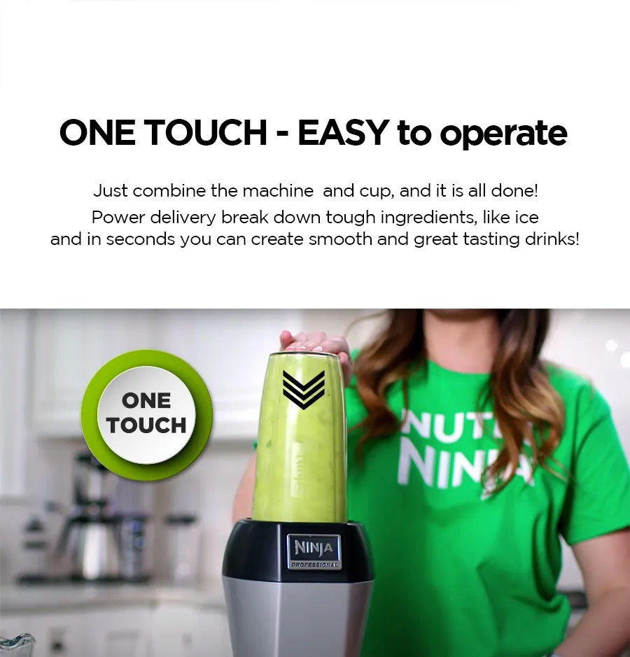 Ninja BL450 Personal Blender,Pro-Extractor Blades,2 On the Go Cups,500ml & 600ml,BPA Free,Recipe Book & powerful 900W