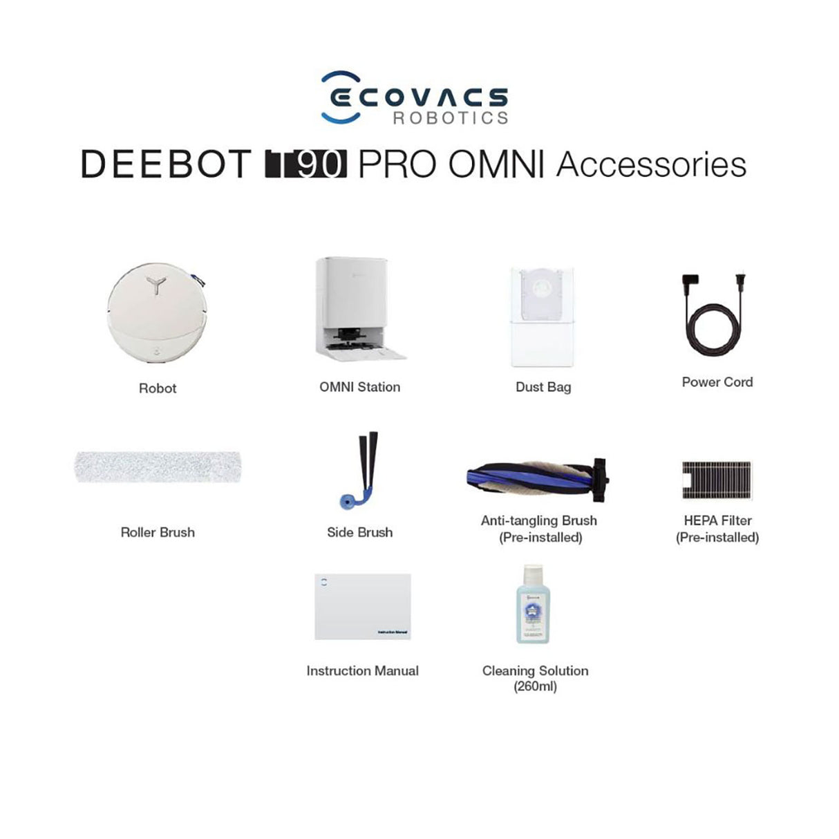 FREE 1 x Cleaning Solution + 1 x Antibacterial Buddy Kit - ECOVACS T90 PRO DEX95 Omni Robotic Vacuum Cleaner - 2 colors are available