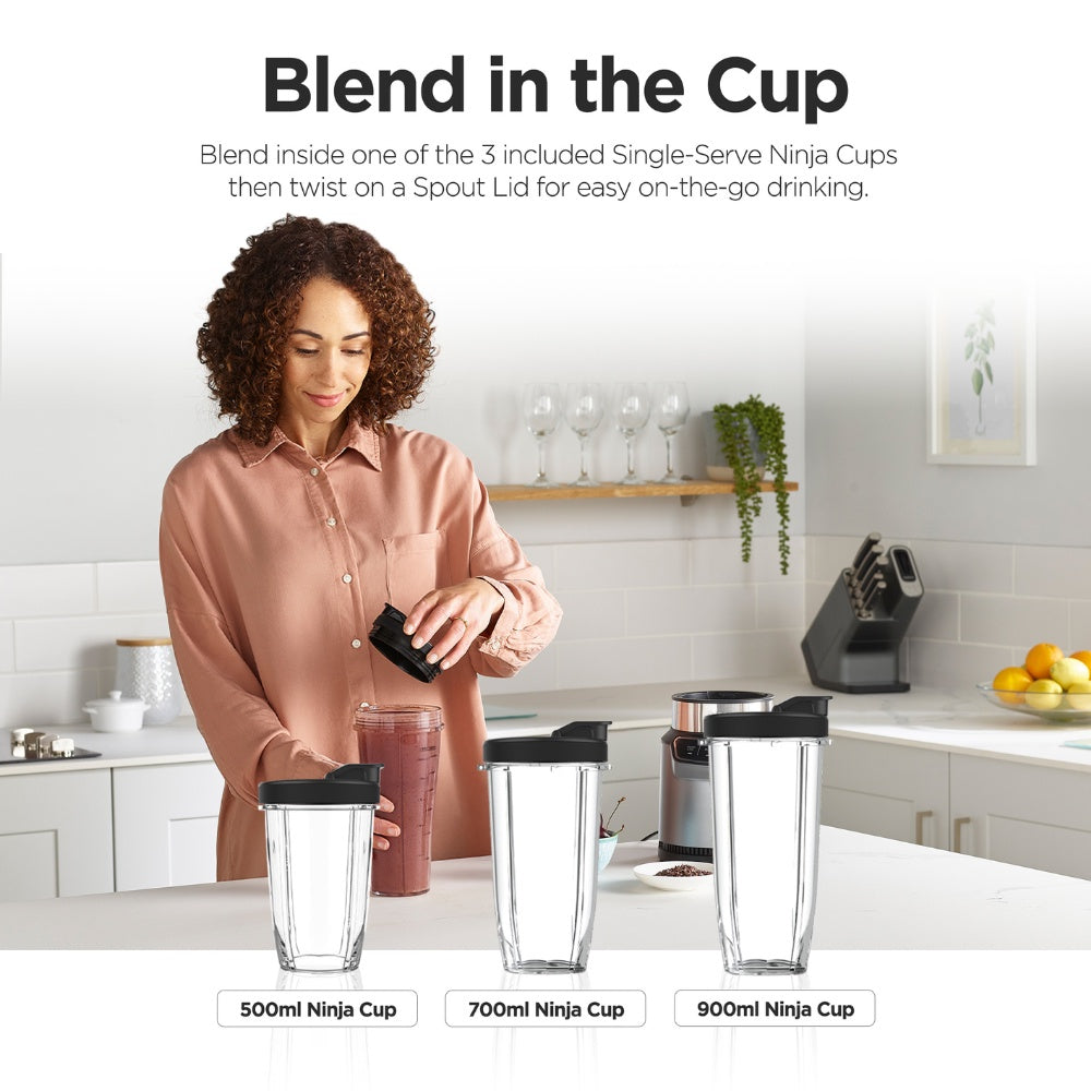 Ninja BN500 Nutri Blender Pro, Auto-iQ & Pro Extractor Blade , 3 On the Go cups, 1000W motor Crush Ice, Smoothie maker