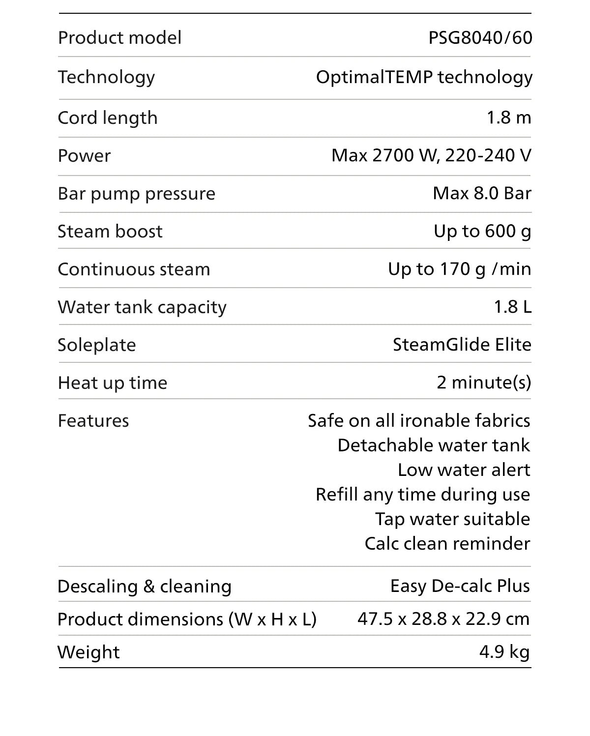 FREE Ironing Board + Philips PSG8040/60 | PSG8040 Steam Generator PerfectCare 8000 Series