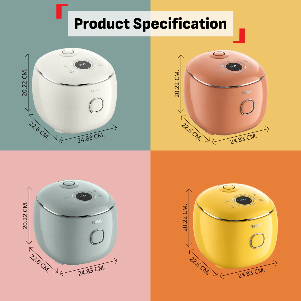 Tefal RK535A | RK5354 | RK5352 | RK535T POP Fuzzy Logic Rice Cooker 0.7L - 4 Colors Available