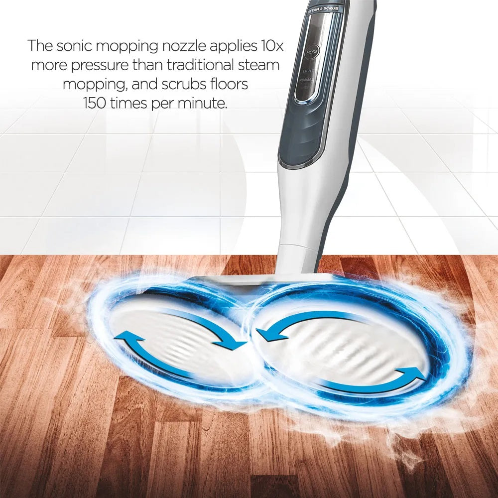 Shark S7001 Steam & Scrub Mop, Clean & Sanitize Floor at the same time, 4 Machine Washable Scrubbing Pads, Lightweight