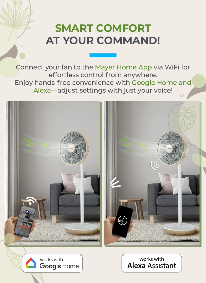 Mistral MHV1424DRW-G DC High Velocity Stand Fan with WIFI & Remote 14 Inch