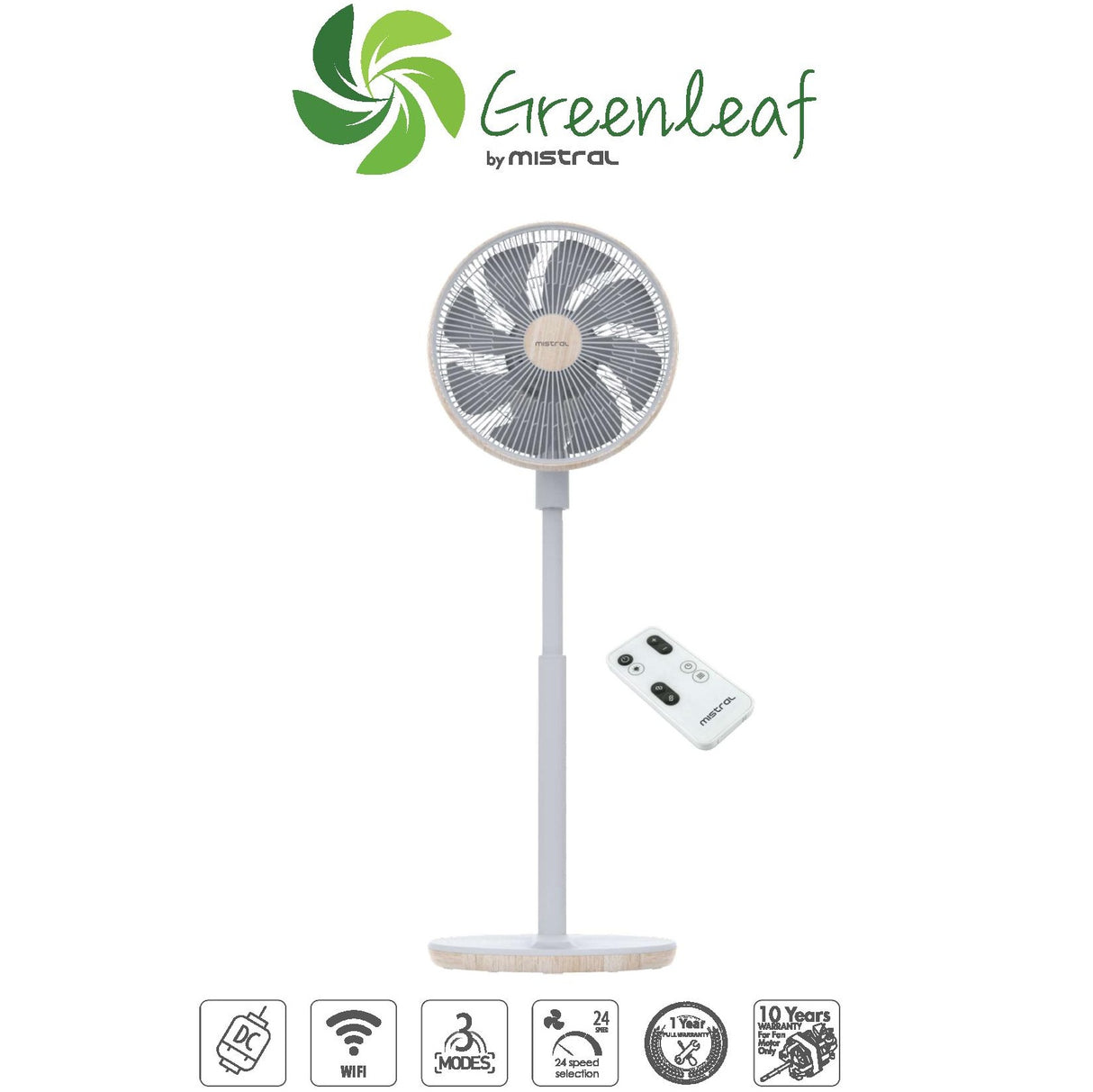 Mistral MHV1424DRW-G DC High Velocity Stand Fan with WIFI & Remote 14 Inch