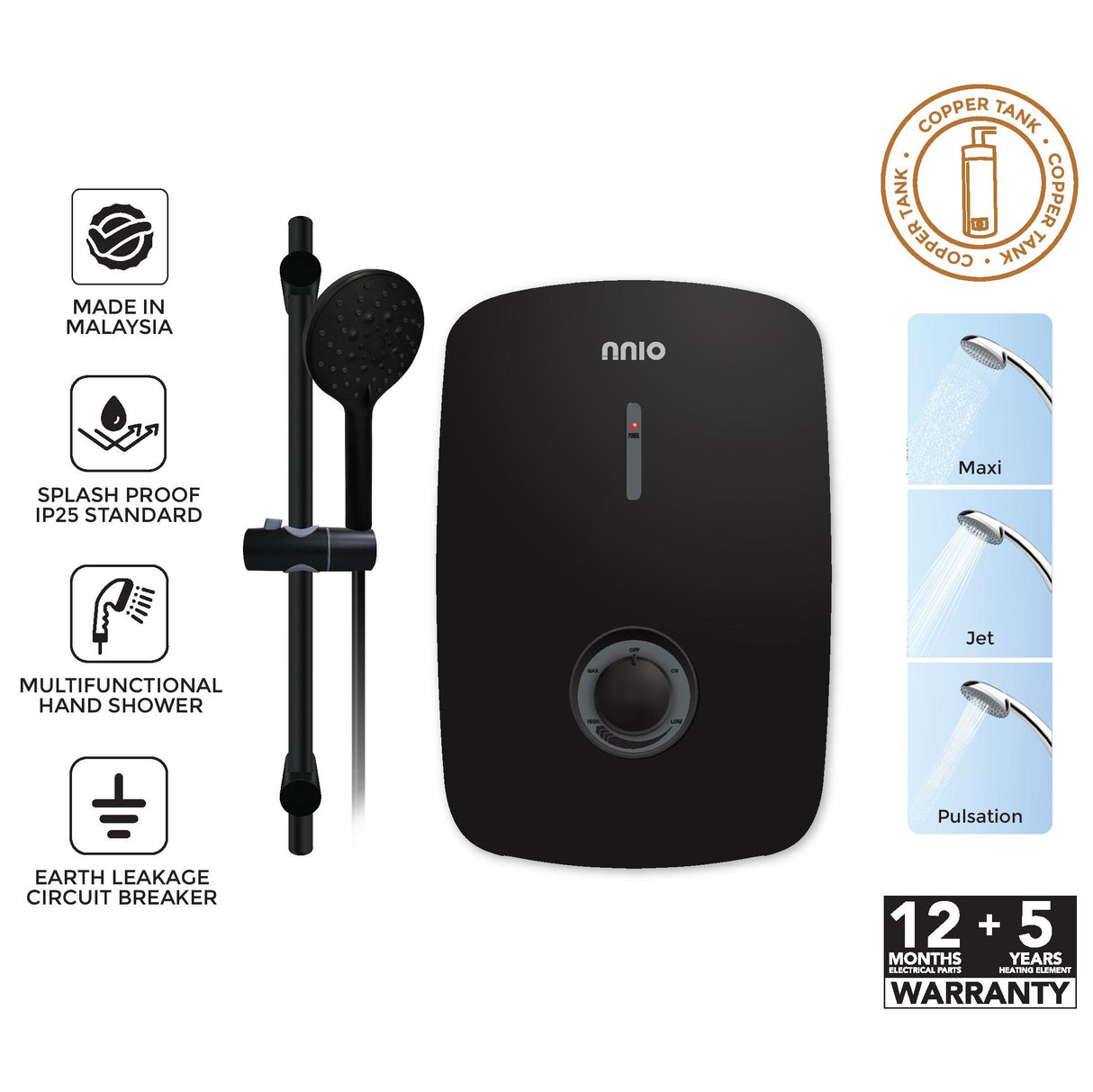 NNIO N3830SH Instant Shower Heater (Copper Tank)