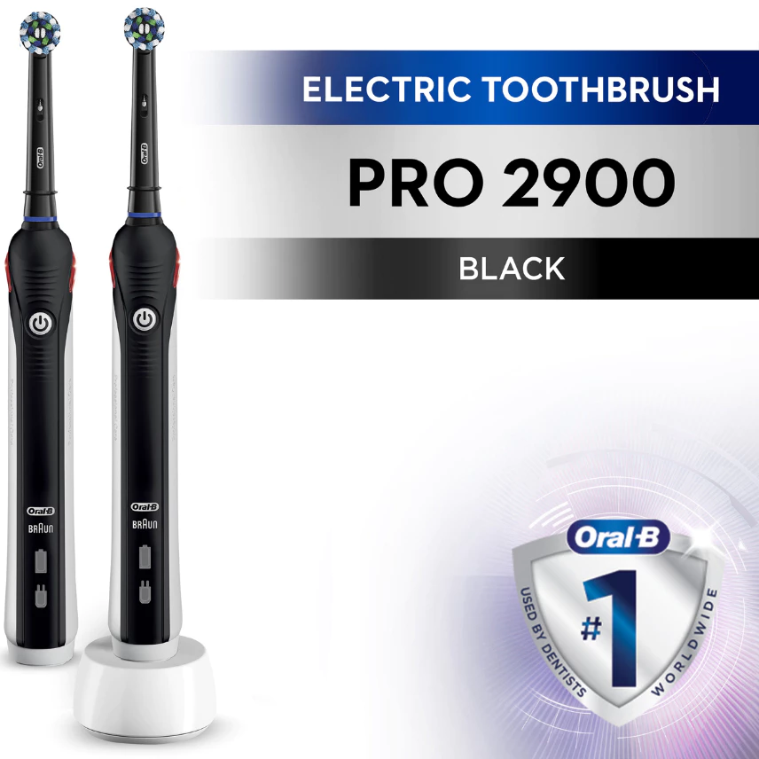 Oral-B D501.523.2H Pro 2 2900 Electric Toothbrush Dual Handle Gift Pack Black
