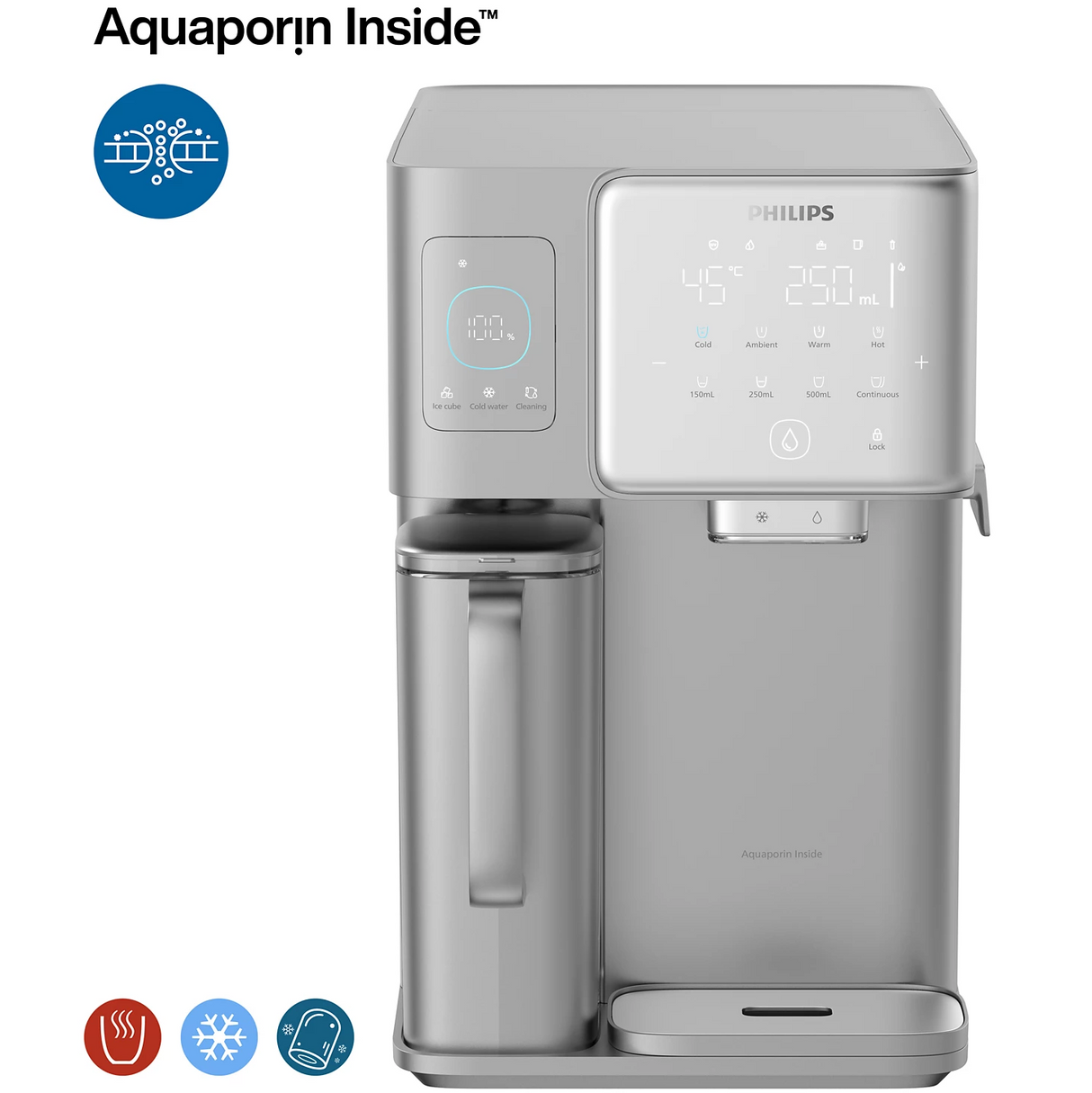 Philips ADD6922DG/90 | ADD6922 Hot and Cold Water Dispenser - RO Water Station, Purified Ice Cubes, Alkaline , Compressor-chilled water, True-boiling hot water, NASA/ESA tested Aquaporin Inside™ technology