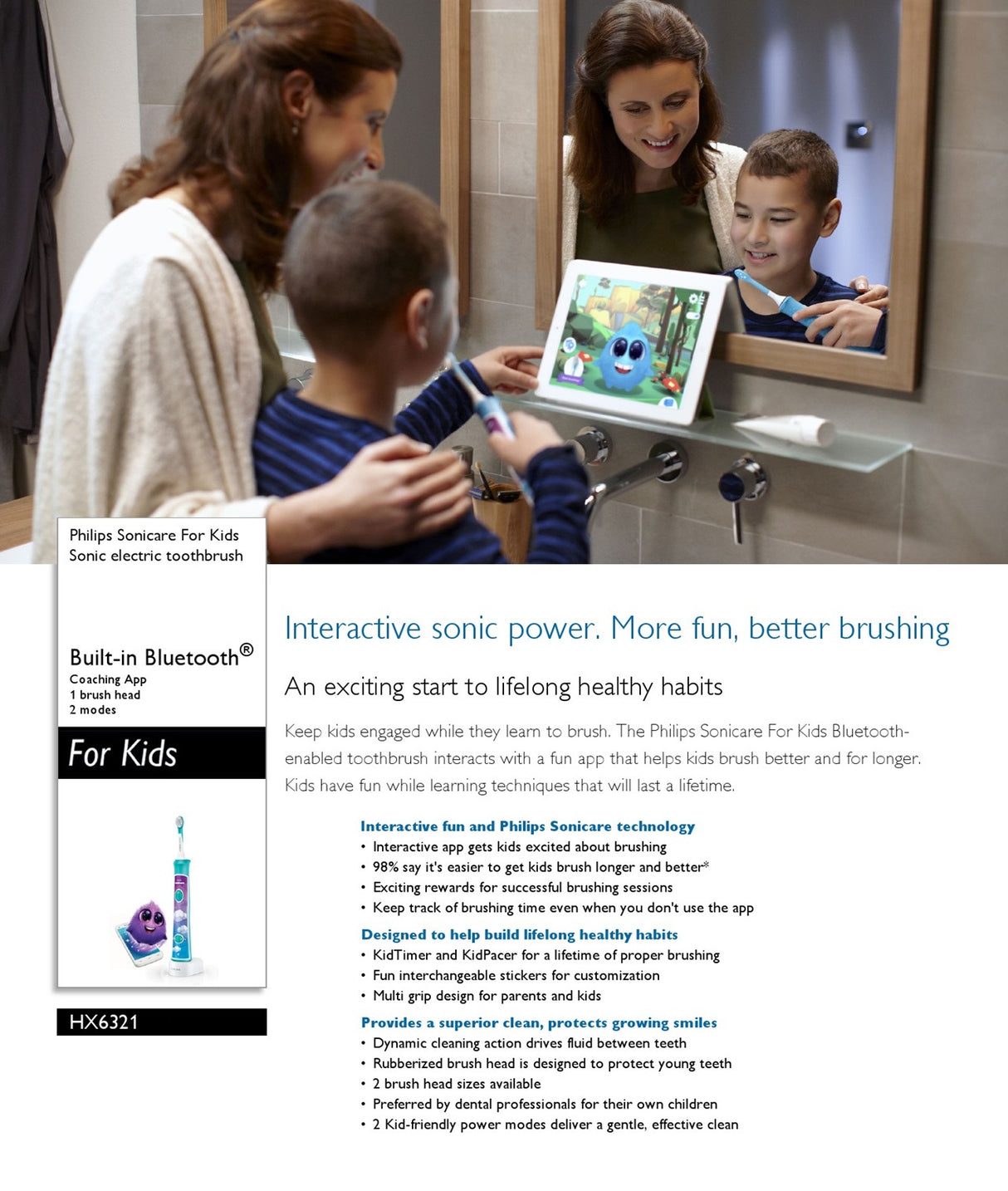 Philips HX6321 Sonicare For Kids with BlueTooth Coaching App