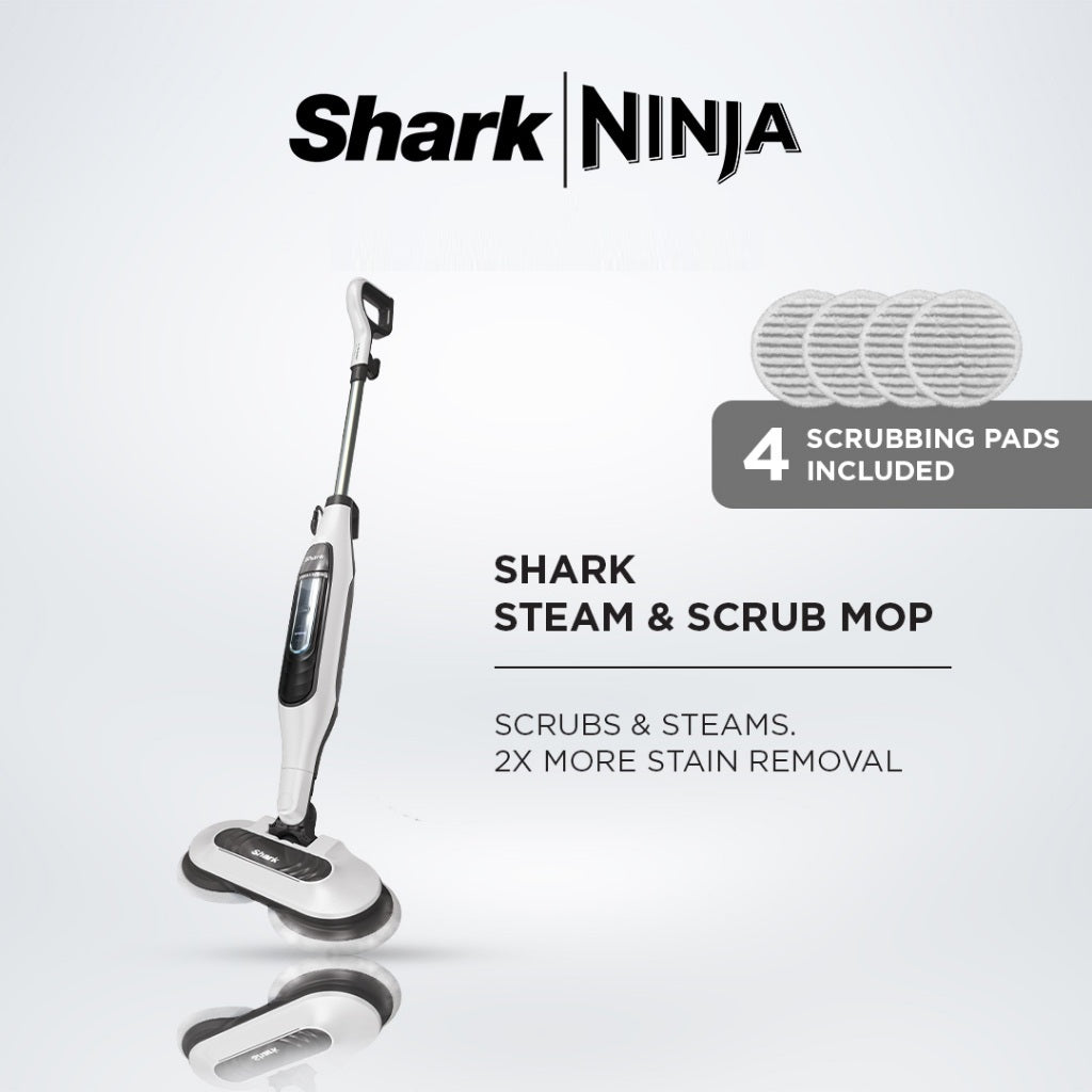 Shark S7001 Steam & Scrub Mop, Clean & Sanitize Floor at the same time, 4 Machine Washable Scrubbing Pads, Lightweight