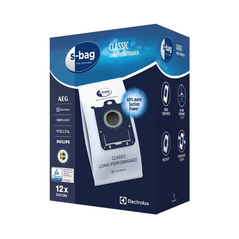 Electrolux E201SM The Original Dustbag S-bag classic long performance Dust Bags High Suction (Box Of 12Pcs)